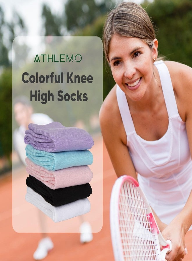 Athlemo 4 Pack rayon from Viscose Fiber Lightweight Knee High Dress Socks for Women, Comfortable Breathable Casual Socks, Solid Tube Socks Fit Well for Outdoor Sport School Uniform, Black 10-13 - Image 2